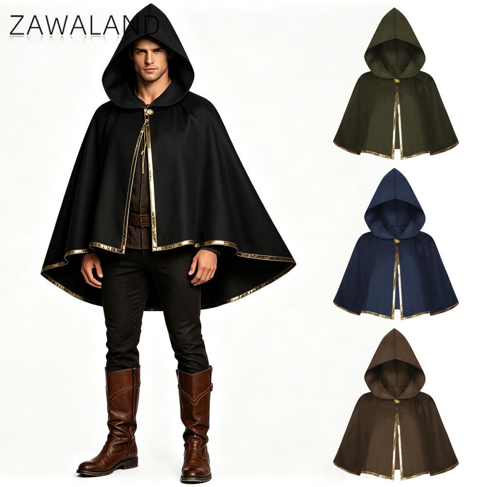 Men'S Accessories Vintage - Medieval Hooded Cape Cloak with Gold