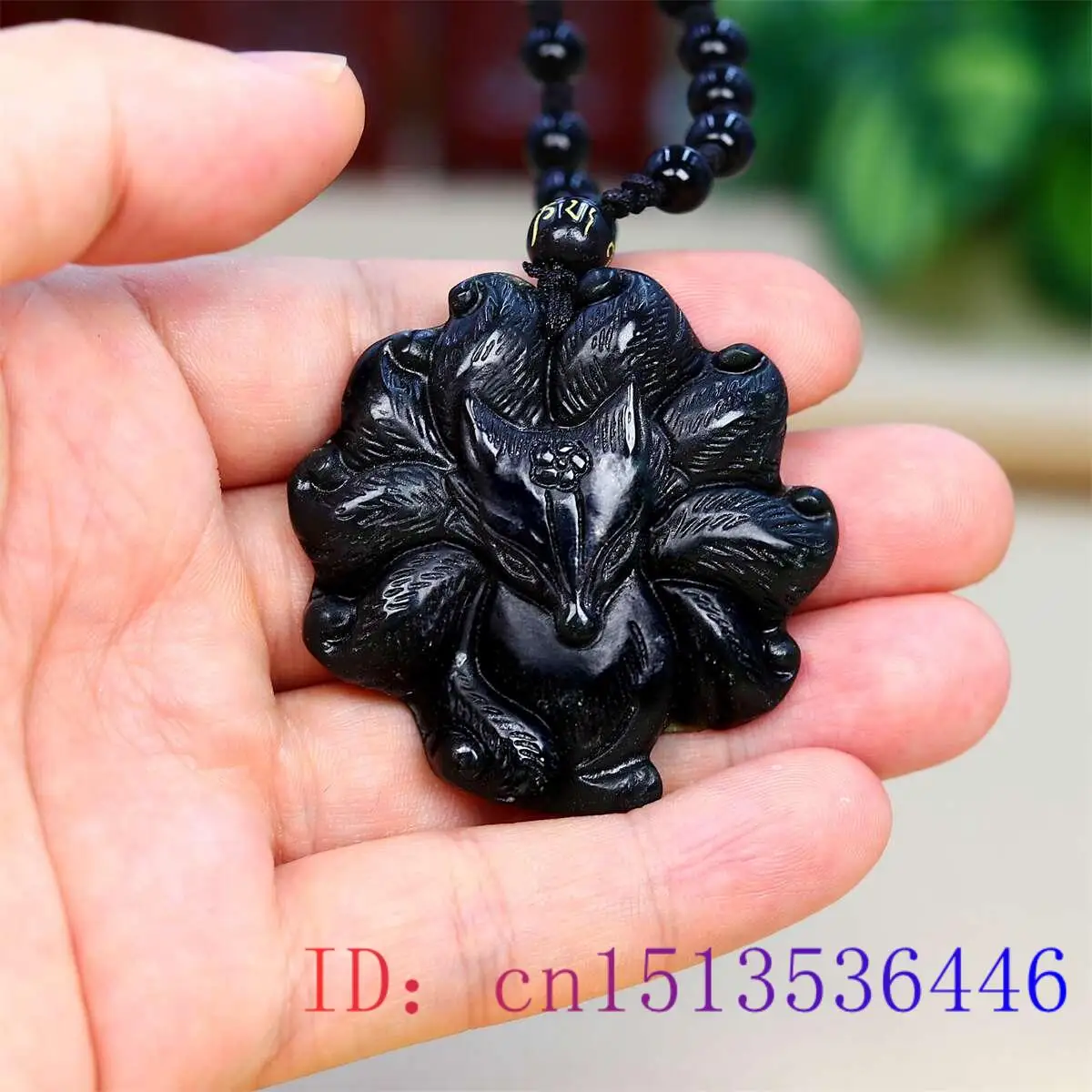 Men'S Accessories Vintage - Jade Nine Tailed Fox Pendant Black