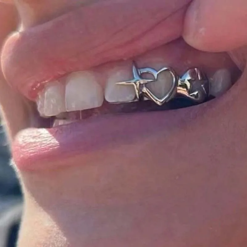 Men'S Accessories Vintage - Punk Hip Hop Hollow Heart Teeth