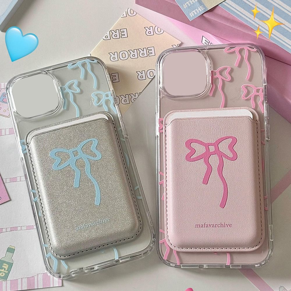 Phone Wallet Combo - Silk Bow Magnetic Card Clip Anti-Fingerprint