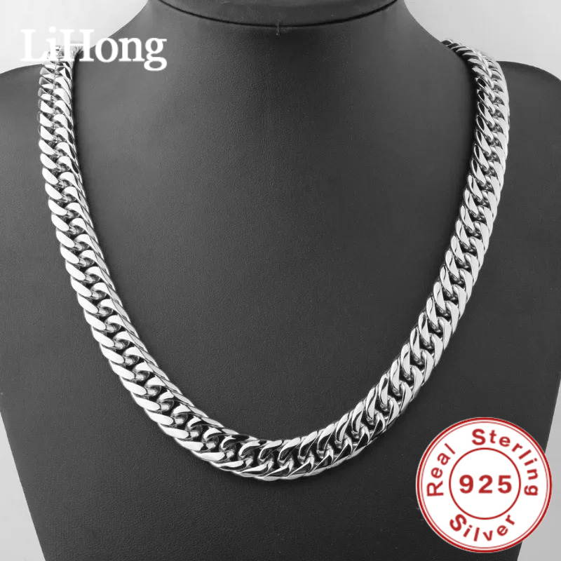 Men Accessories Singapore - 925 Sterling Silver 45-60cm 10mm Cuban