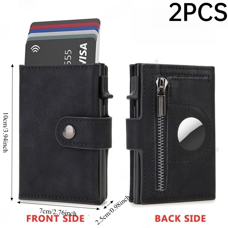 2PCS Vintage PU RFID Blocking  - Coin Holder Men 评论和价格