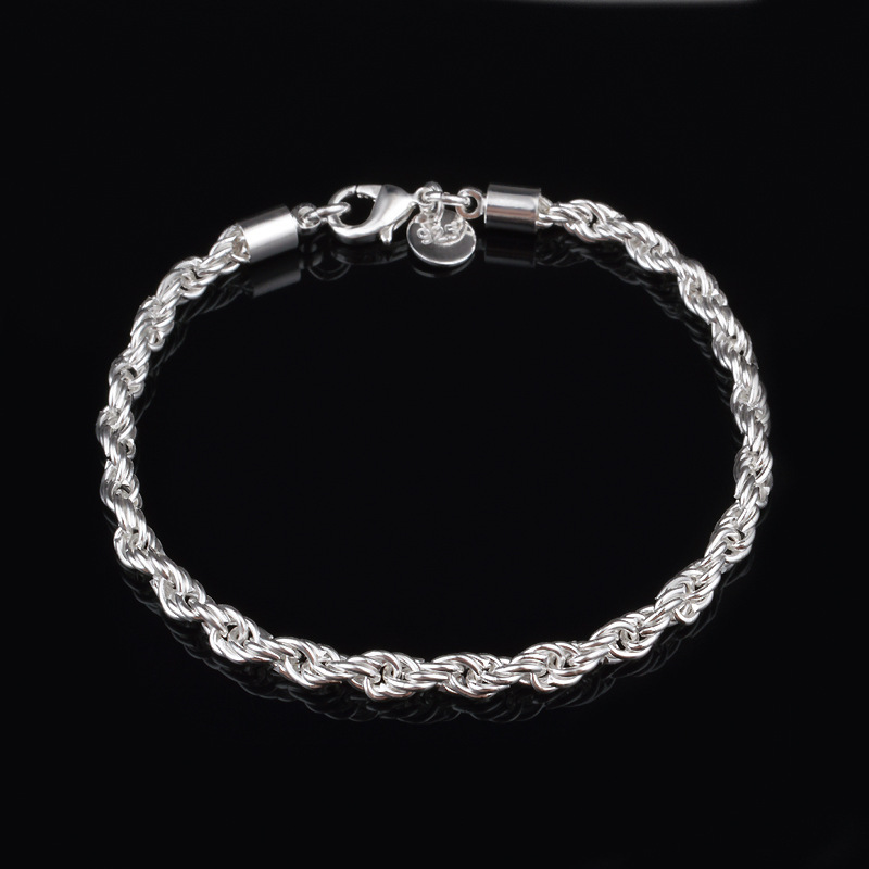 4MM Silver Plated Twisted Rope - Men Accessories Singapore 评论和价格