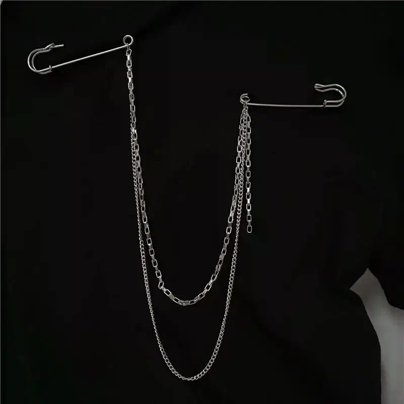 New Punk Double Layered Pants  - Men Accessories Brooch 评论和价格