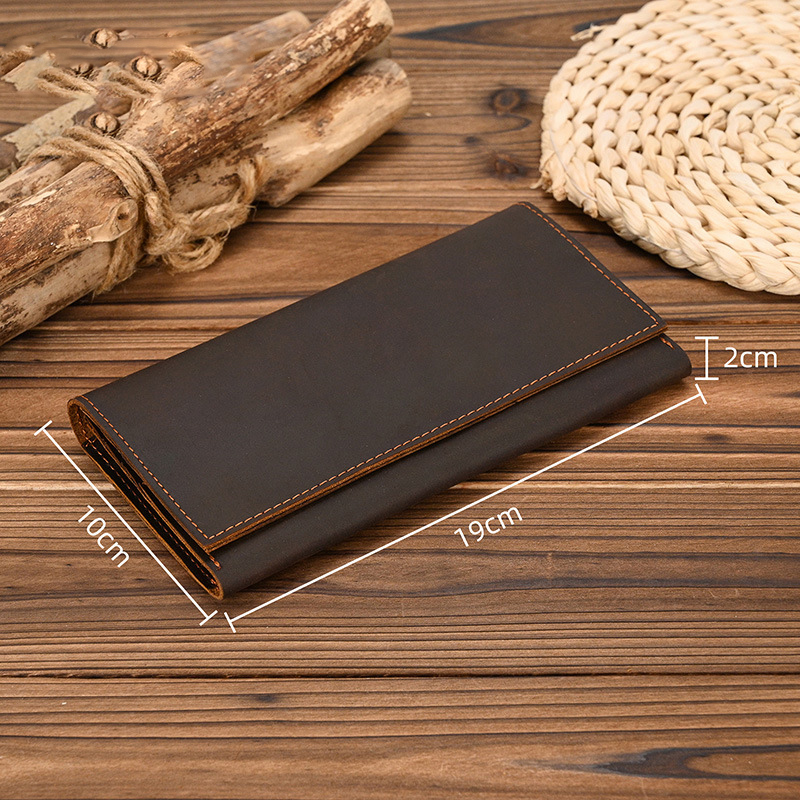 Men's Crazy Horse Leather Long - Coin Holder Men 评论和价格