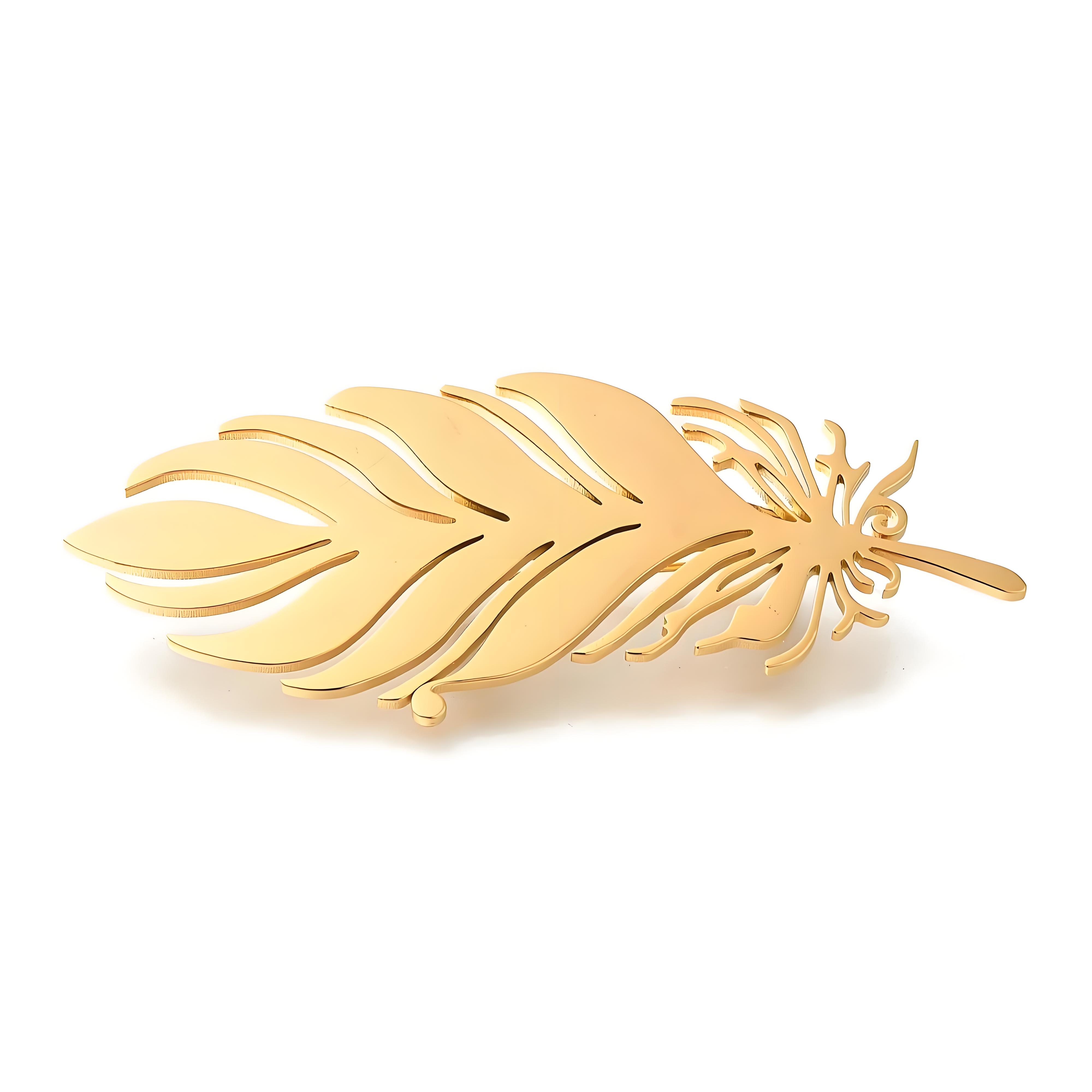Gold - Plated Feather Brooch,  - Men Accessories Brooch 评论和价格